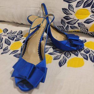 Royal Blue me too peep toe pump